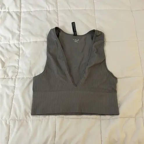 Urban Outfitters  Out From Under Haley Ribbed Plunge Cropped Tank Size Large