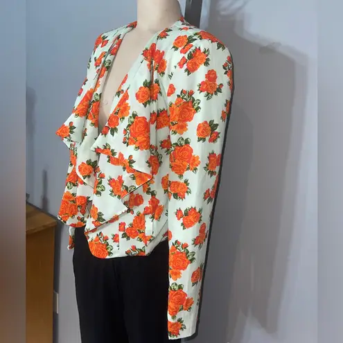 BCNU semi cropped light blue orange floral jacket blazer NWT size Medium