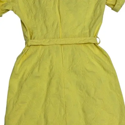 Liz Claiborne Vintage  Yellow Belted Shirt Dress‎ Midi Career Workwear Chic SZ 12