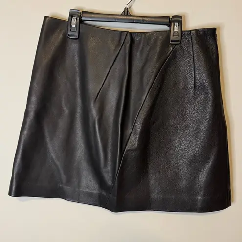 Veda Size Large Black Leather Mini Skirt Lined Made in USA