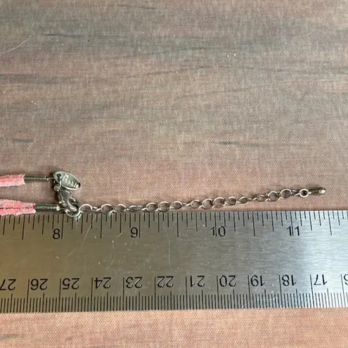 Lia Sophia 0067 Y2K Pink Suede Cord Necklace w/Silver, Pink Enamel & Rhinestones - Image 4