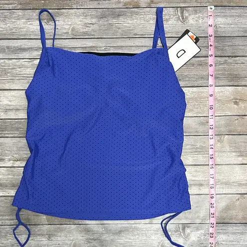 Skye Cobalt Blue Velveteen Polka Dot Tankini NOS Medium D Cup Underwire Ruching