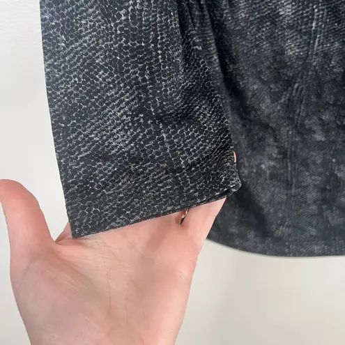 Three Dots Snake Print Ruched Side Cowl Neck Long Sleeve Stretchy Blouse Top