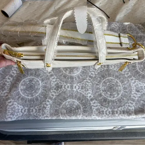 Joy Mangano “Joy Chic”White Leather Satchel, Handbag With RFID NWOT White