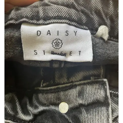 Daisy Street Star Patch Wide Leg Jeans Black Wash Grommet Detail Size US 3