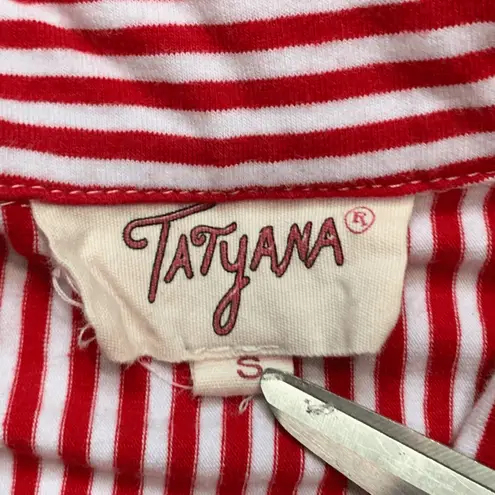 Tatyana Red White Striped Bow Blouse Retro Quirky Puff Sleeve Top Whimsical