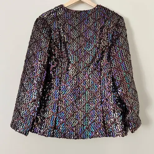 Vintage Lee Jordan Sequin Blazer Jacket 70s Size 12 Multi