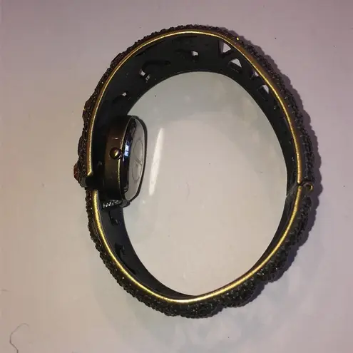 Heidi Daus CZ Rhinestones Hidden Watch Bangle Bracelet Gold