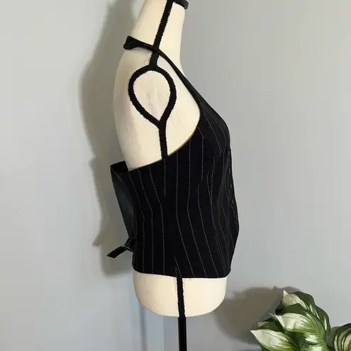 Newport News women's size 6 NWT halter v-neck black pinstripe tailored vest