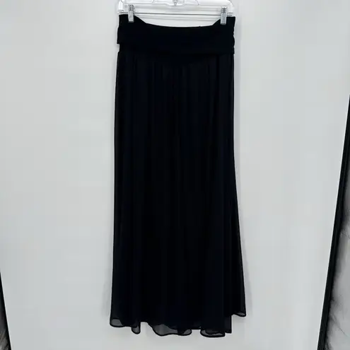 Belle Gray by Lisa Rinna Black Foldover Long Maxi Skirt Size Medium Y2k