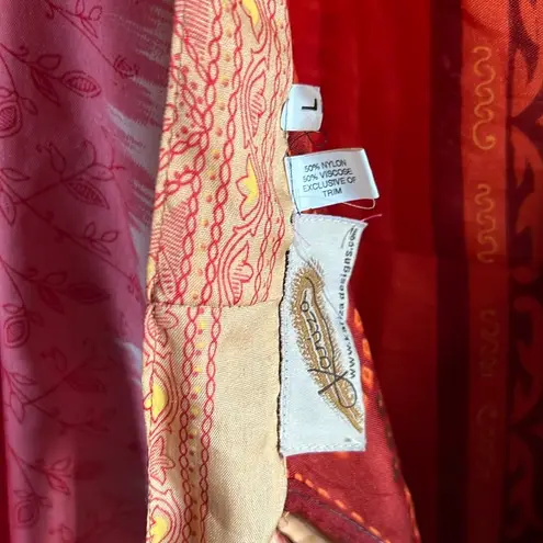 Kariza Designs pink and red wrap midi skirt / dress Size L