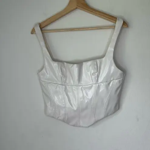 Mistress Rocs Off White Vinyl Corset Size M Square Neck Line Size M