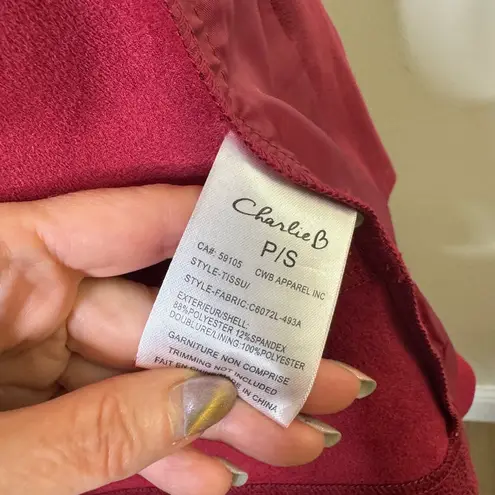 CHARLIE B Red Suede Blazer with Notched Lapels and Tailored Fit Size undefined