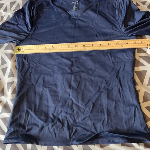 Ophelia Roe Navy Fitted Short Sleeve Double Layered Nylon Crew Neck T-Shirt S