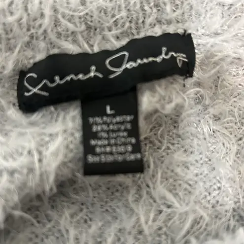 French Laundry Gray & Black Fuzzy Sweater with Polar Bear Design, Size L