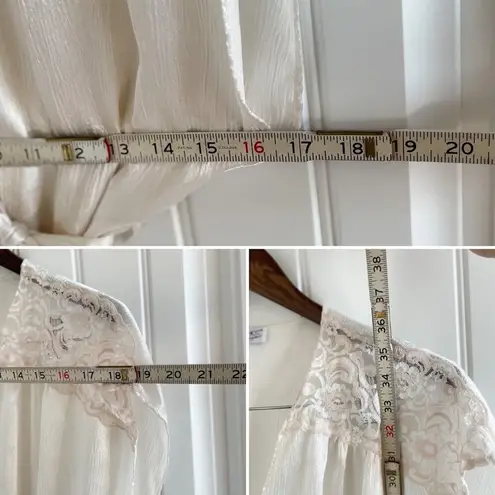 Vintage Lily of France lace shoulder side tie wrap sleep robe size large L White