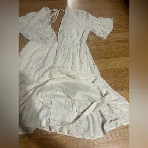 Stella Laguna Beach Cream Mini ruffle deep V cut ‘Beachy’ Dress womens Large