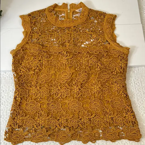 Nanette Lepore  Women’s Apricot High neck Lace lined‎ Sleeveless Top Size Medium thumbnail 1