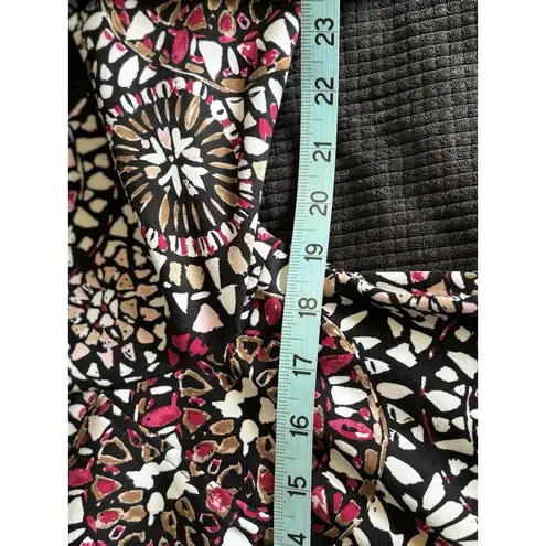 Christopher & Banks Black/Brown/Burg Medallion Jacket Zip Up Pockets Size M