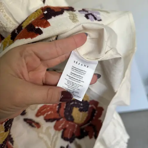 Sézane Sezane BERTILLE BLOUSE floral embroidered long sleeve tie neck