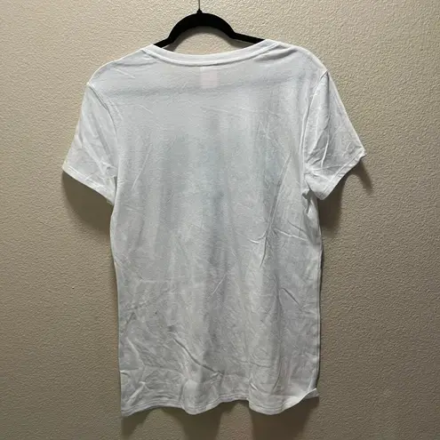 Victoria's Secret PINK Originals White Sparkle Heart Short Sleeve T