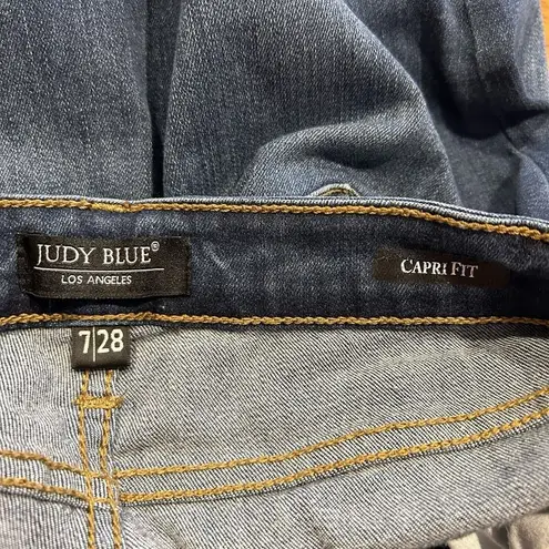 Judy Blue  Capri Fit Denim Jeans Size 7/28 Mid Rise Dark Wash