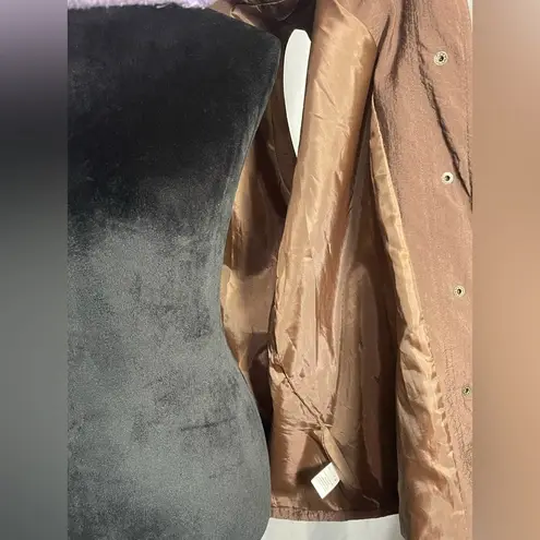 Coldwater Creek Brown Rayon Nylon Snap Vest Front Pockets Women's SZ L