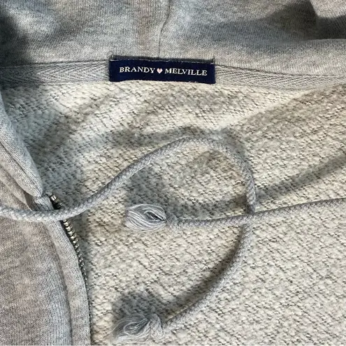 Brandy Melville  Heather Grey Cropped Zip Up Hoodie Jacket One Size XS S Small