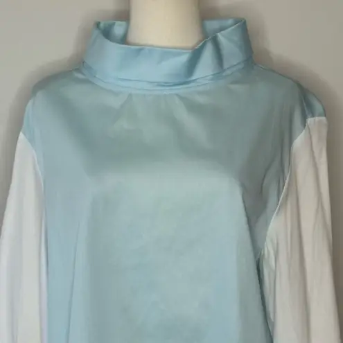 Harshman Womens Perry Cotton Tunic Light Blue White Blouse Size Medium
