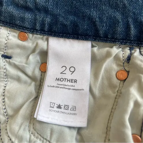 Mother Lil Half Pipe Flood Barrel Leg Jeans in Black and Blue Size 29