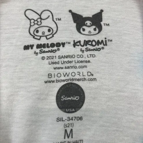 Sanrio My Melody and Kuromi Graphic White/Purple Tie Dye Crop Top Shirt Size M