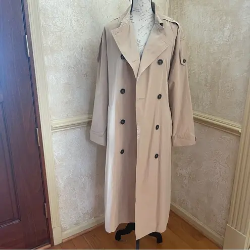 Fashion Union Long Trench Coat with Belt Cotton blend Beige Classic Sz 10