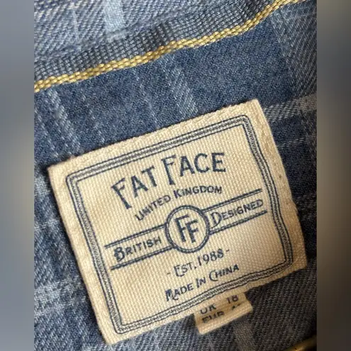 Fat Face Blue Casual Button Up Flannel Soft Cotton Casual Woman’s Shirt Size 14