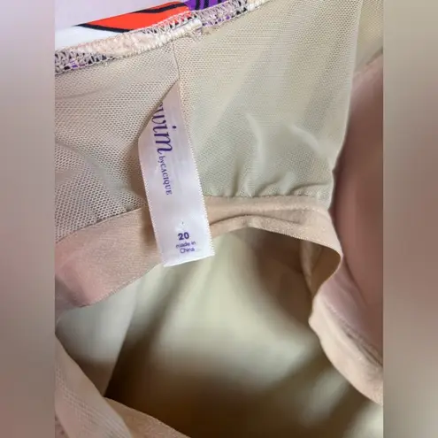 Cacique Lane Bryant Jewel Tone Floral Halter Tie Tankini Swim Top 20