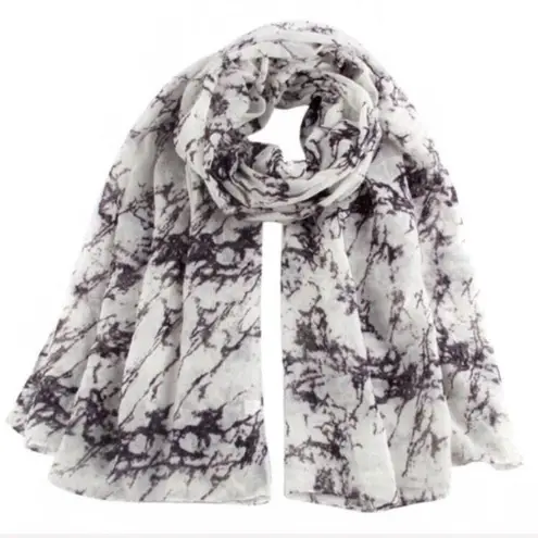 Marble Print Scarf Wrap Scarves Sheer Thin New Black White