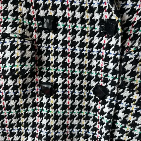 Vinage 90s JG Hooks Black & White Houndstooth Double Breasted Blazer 8 Multiple