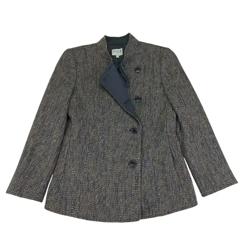 Armani Collezioni Tweed Wool Blend Blazer Jacket Womens 6 Military Academia