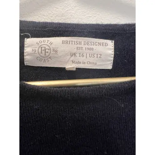 FatFace Jumper Womens UK 16 US 12 Blue Star CrewNeck Pullover Wool Cashmere Blnd