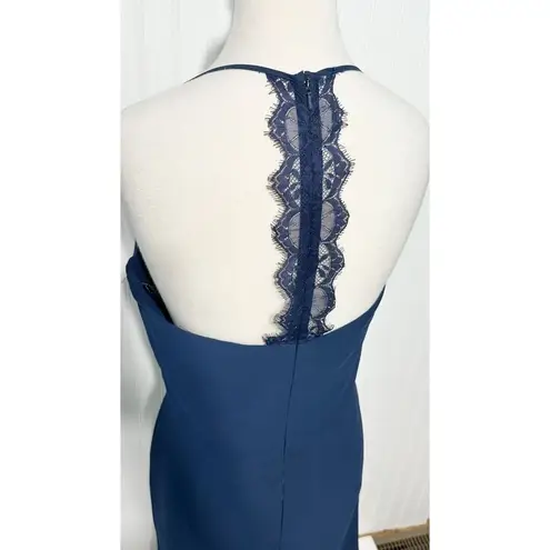 Hayley Paige Occasions Hayley Paige Sleeveless Sweetheart Neckline Lace Racerback Dress Navy Blue 12