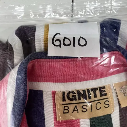 90s Vtg L Large Striped Button Up Shirt Sleeveless Grunge Boho Streetwear Hippie