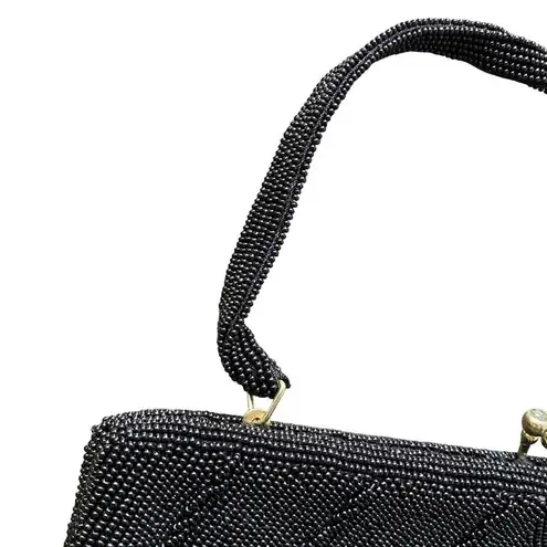 VINTAGE RICHERE Black Beaded Clutch Purse 1930s Cocktail Gala