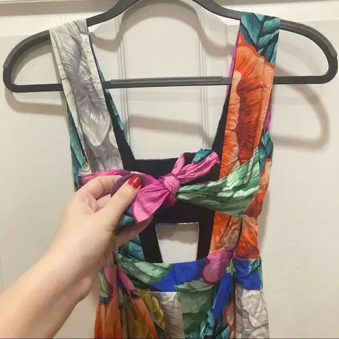 Mara Hoffman Cut Out Front Jumpsuit in Flora Stone Size 6 Tropical Floral Print