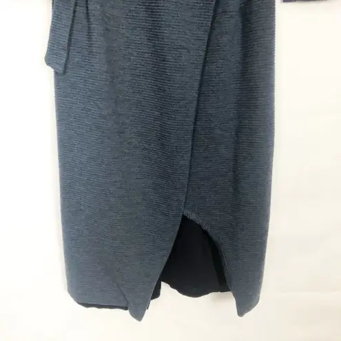 Slate + Willow True Wrap Blue Ribbed Asymmetrical Size Small 3/4 Sleeves