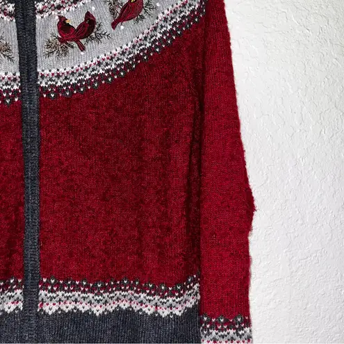 Vintage cardinal embroidered sweater cardigan • grandma’s favorite • 90s 80s Size XL