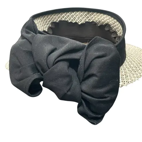 Scala Womens Visor Hat Bow Raffia Straw Brim 3" Beach Festival Cruise Vacation