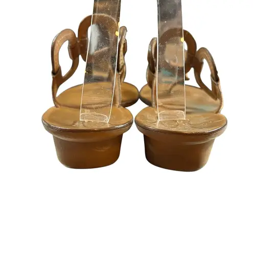 Paul Green Brown Leather Thong Sandals Snake Embossed Detail US 8.5 (Marked 5.5)