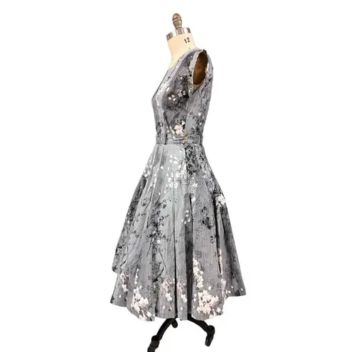 1950s VTG Philmont Sportswear of Miami Grey/Pink Floral Circle Skirt Set M/L Gray Size 12