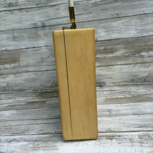 VTG Enid Collins of Texas Wooden Box Purse Bejeweled Flower Power Orange Artsy Brown