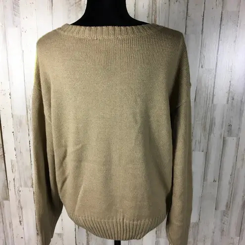 Lush Clothing NWT Lush Retro Colorblock Sweater Pullover Striped Tan Large L