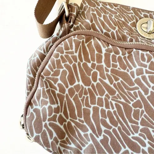 Baggallini Baggalini Taupe Travel Bag Crossbody Geo Print Pockets Organizing Turnlock RFID